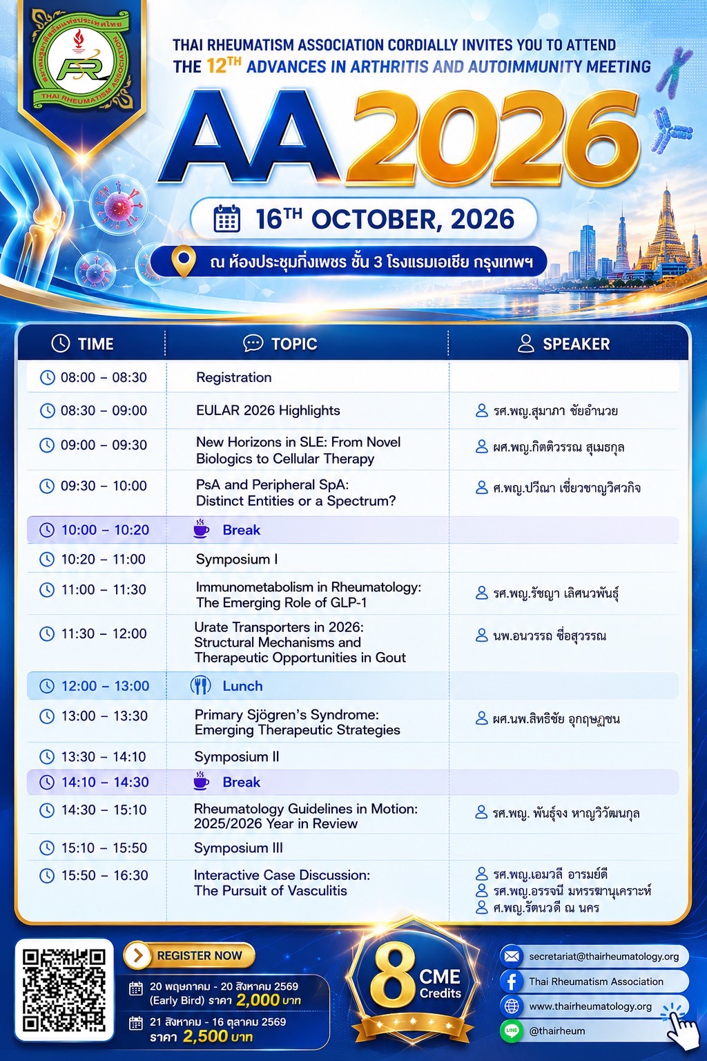 ประชุมวิชาการ ครั้งที่ 12 Advances In Arthritis and Autoimmunity Meeting