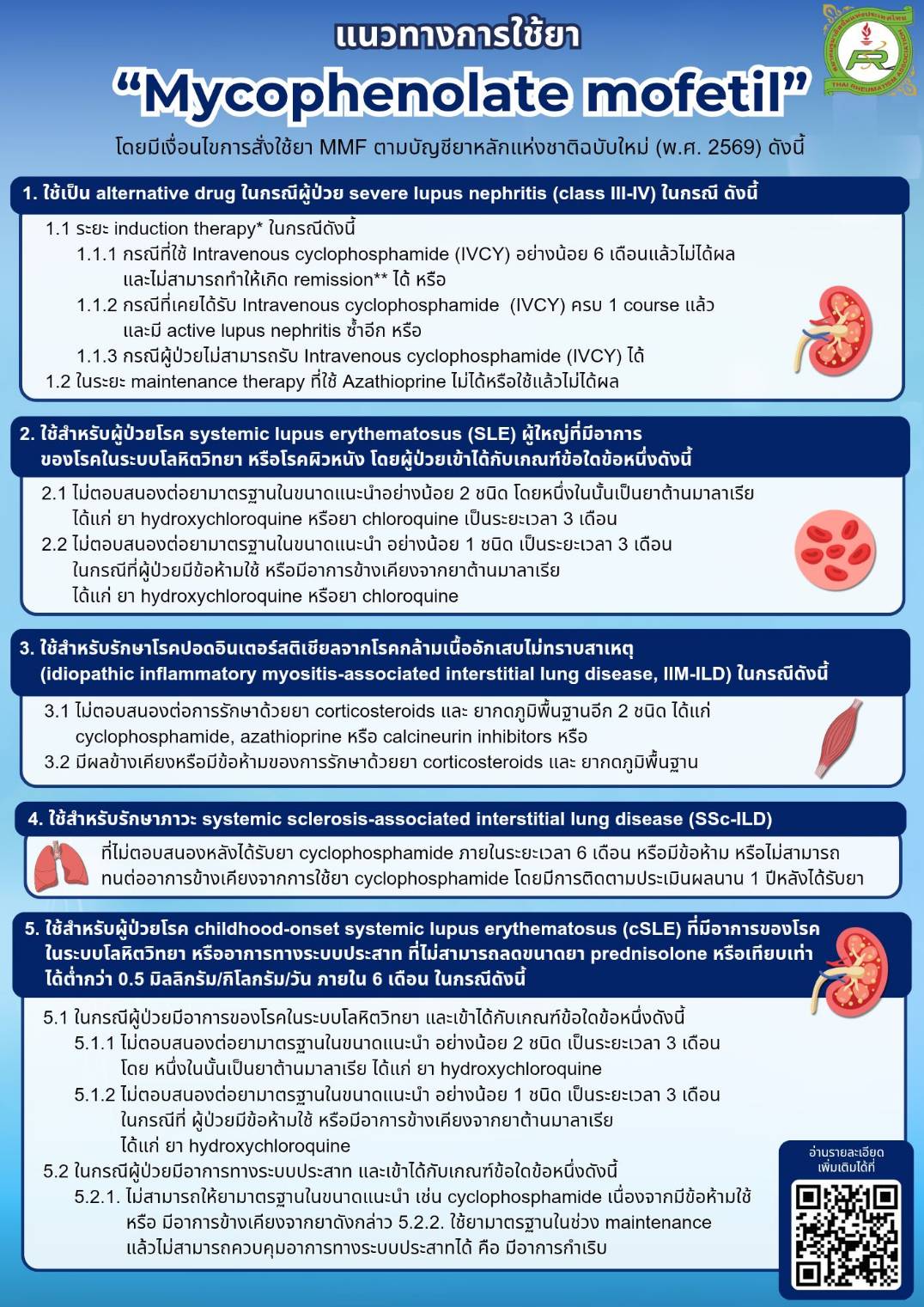 ขอประชาสัมพันธ์แนวทางการใช้ยาโรคข้ออักเสบและภูมิคุ้มกัน พ.ศ. 2569